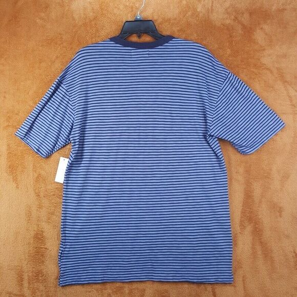 VELVET GRAHAM SPENCER Mens Shirt XL Blue Stripe Pullover Crew Pocket Tee JEREMY - Picture 5 of 9